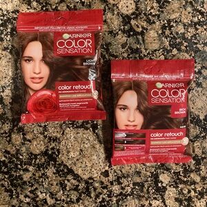 2 PCKS GARNIER COLOR SENSATION RICH BROWN COLOR RETOUCH SHAMPOO-LIKE APPLICATION